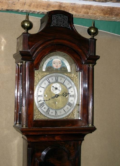 fig 1. 18th Cent mahogany 3 Train Musical Longcase Clock